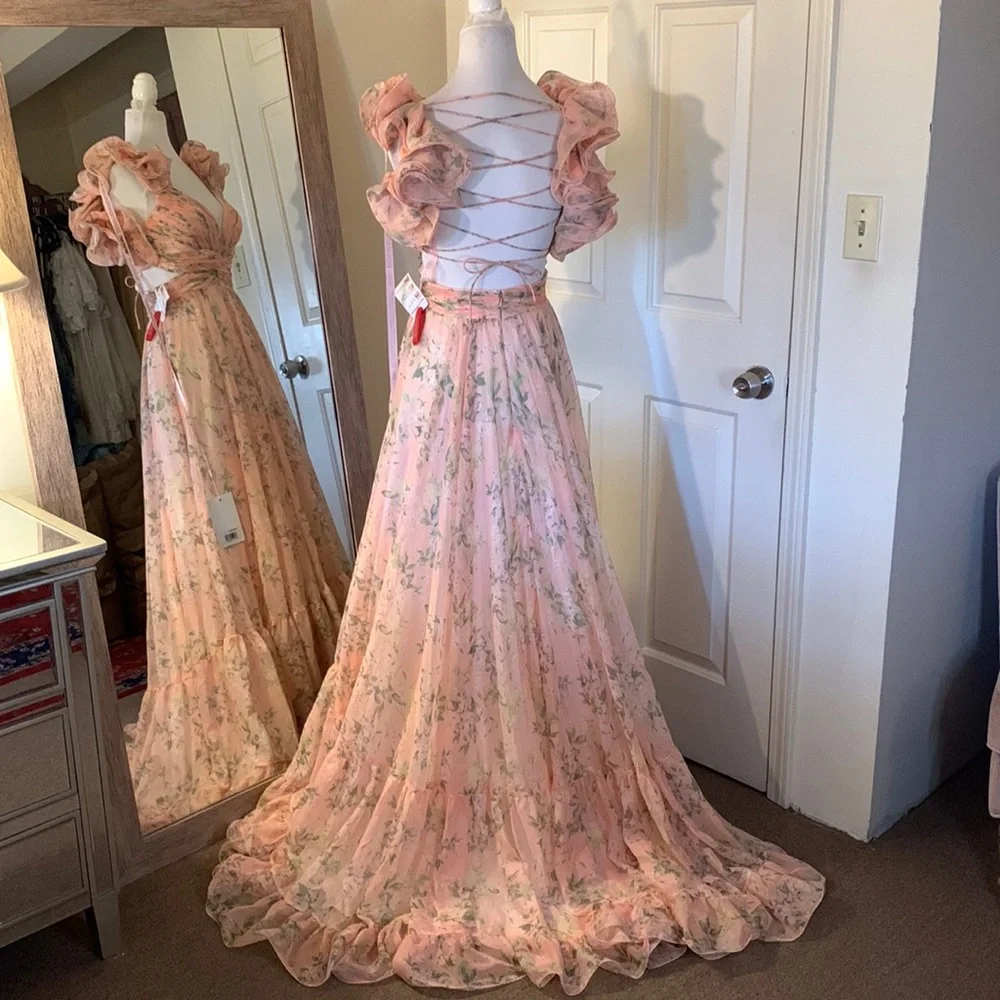 Mac Duggal Floral Pink Maxi Dress - Picture 10 of 15
